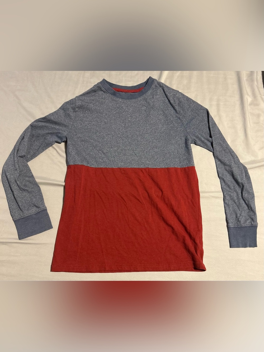 Cat & Jack Two-Tone Crewneck Long Sleeve Blue & Red- L(12/14)